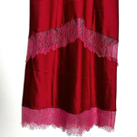 Kilo Brave Red Satin And Lace Coquette Slip Dress Size Small - Picture 6 of 16